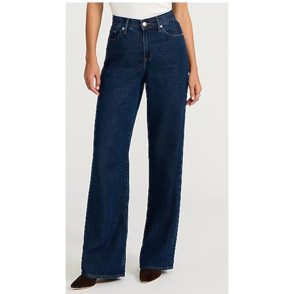 Express Denim - Express Women's Dark Wash High Rise Wide Leg 100% Cotton Denim Jeans Size 4S
